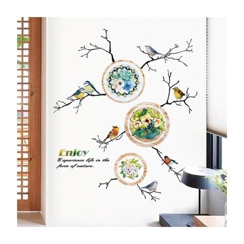 Chinese Style Wall Sticker Literature And Art Flowers And Birds Bedroom Decor Passage Home Decor Living Room Posters Mural