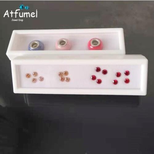 White Gemstone Diamond Jewelry Display Box With Soft Memory Foam Insert Stone Storage Case Earrings Organizer Container 12Pcs