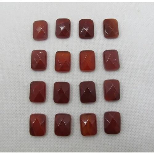 Wholesale Red Carnelian Agat e 12x16mm Faceted Rectangle Gem stone Jewelry Cabochon Natural Stone Ring Face 5pcs/lot