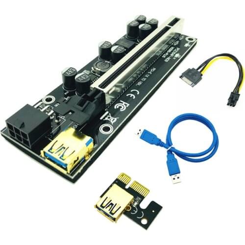 PCI-E Pcie Riser 009S PLUS Profesional Express 1X 4x 8x 16x Extender PCI E USB Riser 009 GPU 6Pin Card SATA 15pin for BTC Miner