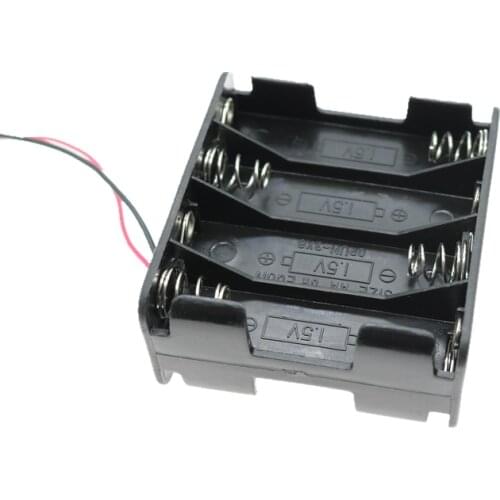Plastic 8 X 1.5V AA Back to Back Battery Holder With Wire Lead 12V 8 Slots Batteries Black Case Storage Box Shell