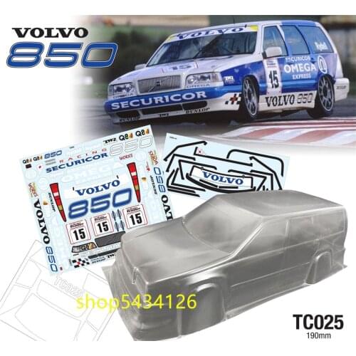 Team C TC025 Clear Body Shell W/ Decals Stickers For 1/10 Rc Drift On Road Car BTCC Volvo Estate 190mm