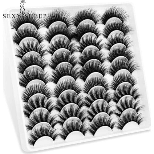 SEXYSHEEP 5-18 Pair 3D Mink lashes False Eyelashes Natural Wispy Fluffy Dramatic Volume Fake Lashes Extension Handmade lashes