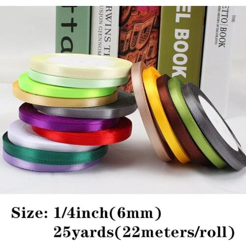 Silk Satin Ribbon for Wedding Party Decoration Invitation Card Gift Wrapping Scrapbooking Supplies Riband Sew Craft 6mm 25Yard