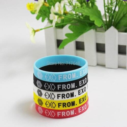 300pcs Silkscreen printed EXO All Member wristband silicone bracelets free shipping by FEDEX