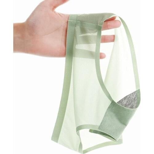 Ultra-Thin Mesh Ice Silk Ladies Underwear Breathable Antibacterial Inner Gear Mid Waist Briefs Cool Quick-Drying
