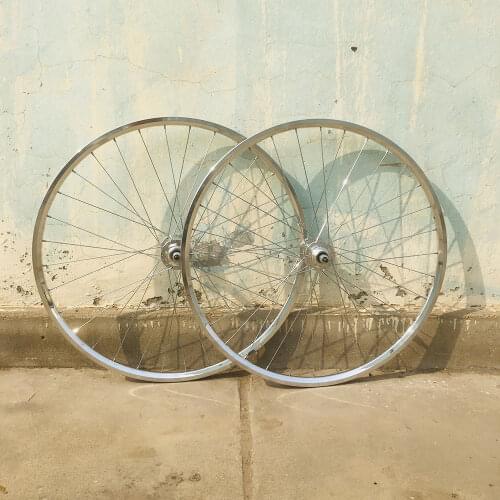 Vintage Fixie bike wheel rim sliver flip-flop hub 25mm front 24H Rear 32H single speed bike fixed gear bike Aluminum Alloy