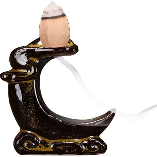 Waterfall Incense Burner Backflow Ceramic Incense Holder Incense Fountain Backflow Incense Cones for Home Decor Office NW
