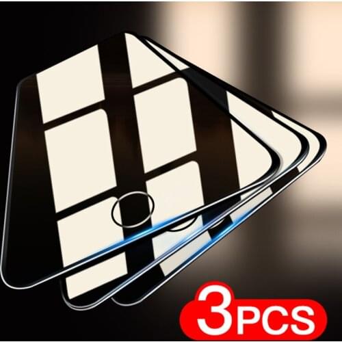 3pcs Full Cover Glass For iPhone 7 8 Plus se Glass For iPhone X Xr Xs 11 12 Pro Max 12 Mini Tempered Glass Screen Protector