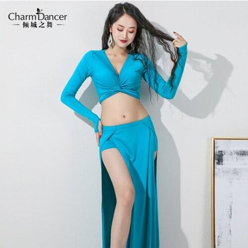 2021 NEW Womens Belly Dance Dance Suit Practice Clothes New Sexy Long Skirt+Top Bellydance Set Suit ZM331
