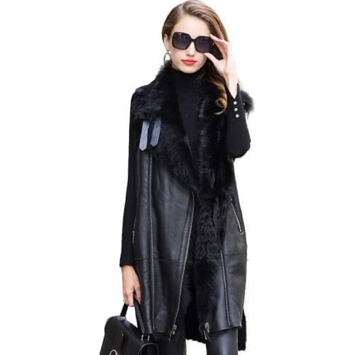 Sheep Shearing Vest Winter Ladies Fur Vest Sheepskin Coat Women Fur Coat Womens Slim Hoodless Warm Mid-length Fur Story FS20200B