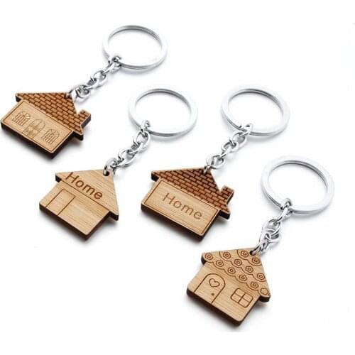 10PCS House Key Chain Wood Keychain Housewarming Gift New Home Key Ring First House Warming Favor