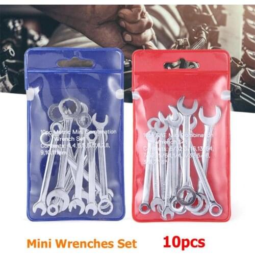 10pcs Mini Metal Dual Heads Offset Ring Wrench Spanner Wrenches Combination Set Key Ring Spanner Set Hand Tools