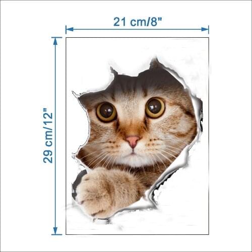 3d Broken Kitten Room Decor Toilet Sticker Wall Decor Wall Puppy Wall Sticker Room Decoration Cartoon Stickers Bathroom Decor L3