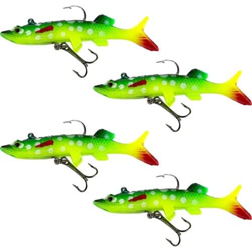 4Pcs Soft Lead Fishing Lures Sinking Swimbaits T Tail Casting Lures 8cm Fishing Baits for Saltwater Freshwater Fishing