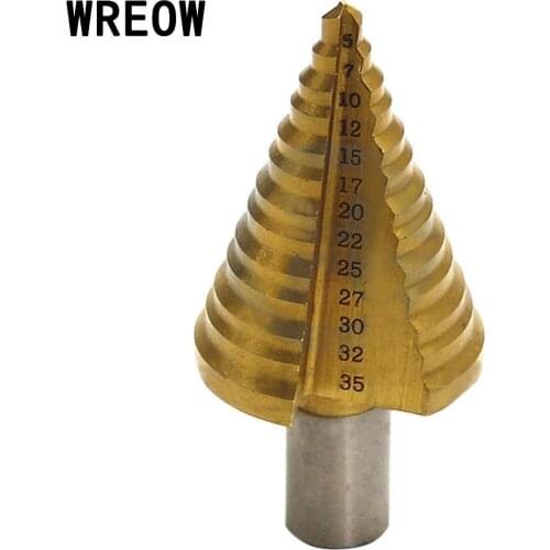 5-35mm Hex Titanium Round Shank Step Cone Drill Bit Hole Saw Cutter HSS Power Tools Wood Woodworking Metal Drilling F1