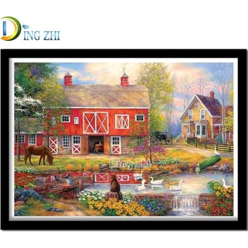 5D DIY Diamond Painting Idyllic Scenery Full Rhinestone Embroidery Diamond Cross Stitch Mosaic American Style Home Wall Decor