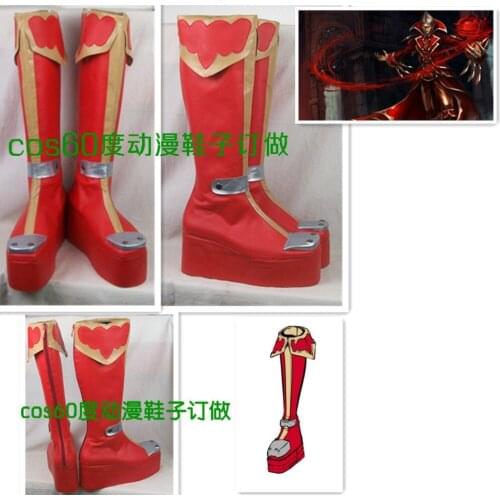 The Crimson Reaper Vladimir Red Thick Heels Cosplay Shoes Boots S008