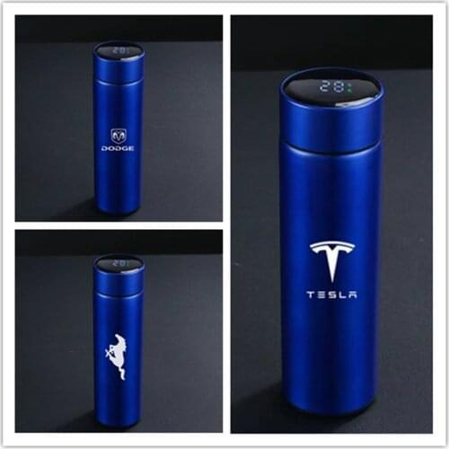 500ML Intelligent Thermos Display Customize Logo Stainless Steel Vacuum Water Cup For kia seat opel Dodge Renault Hyundai Skoda