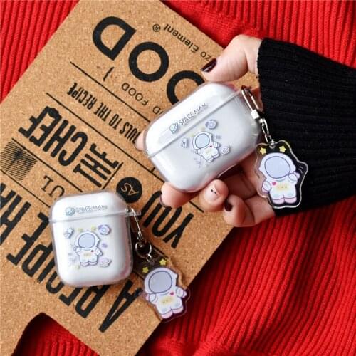 Space Astronaut Wireless Earphone Case for AirPods 1 2 Soft Protective Case for AirPods Pro Charging Box Cover Bag with Ornament