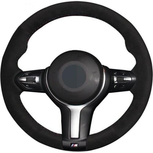 Car Steering Wheel Cover DIY Black Suede Leather For BMW F87 M2 F80 M3 F82 M4 M5 F12 F13 M6 X5 M F86 X6 M F33 F30 M Sport