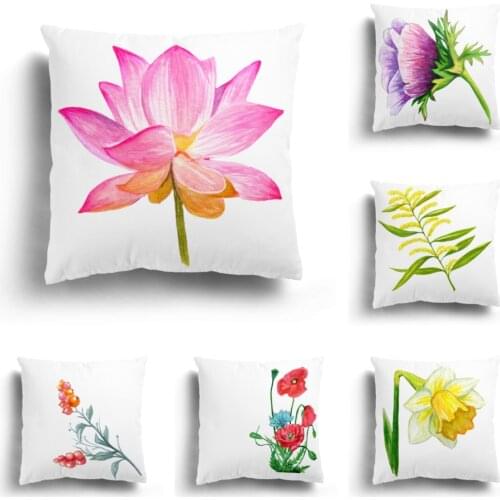 Ink Painting Flower Plush Pillowcase Home Decoration Sofa Cushion Pillowcase Cushion Cover Customizable Pillowcase Pattern