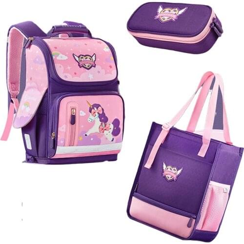 3 Piece Set Unicorn Children School Bags Girls Sweet Kids School Backpack Lightweight Waterproof Primary Schoolbags Mochila Sac
