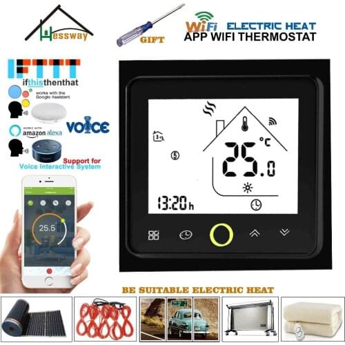 Double Sensor 16A Temperature Controller Room Heating Thermostat WIFI Substrate Heater Cable Works with Alexa Google Home
