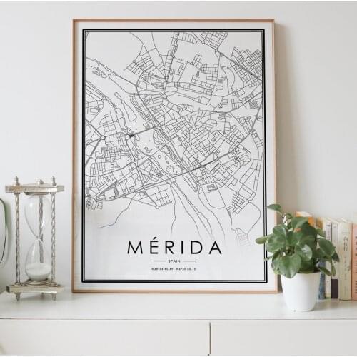 MÉRIDA city map Nordic Living Room Decoration Canvas Poster Modern Home Decor Art Print Painting