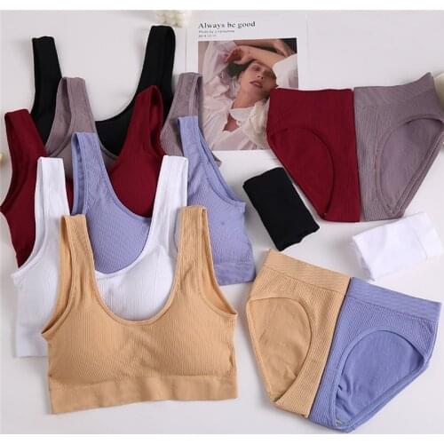 Women Bra Panties Set Push Up Bras Sexy Panties Suit Seamless Underwear Set Female Crop Tops Soft Fitness Lingerie Underpants