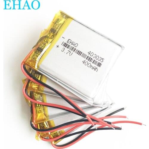 5 pcs 3.7V 400mAh Lithium Polymer LiPo Rechargeable Battery 403035 For Mp3 DVD CAMERA GPS Bluetooth speaker Led Ligth