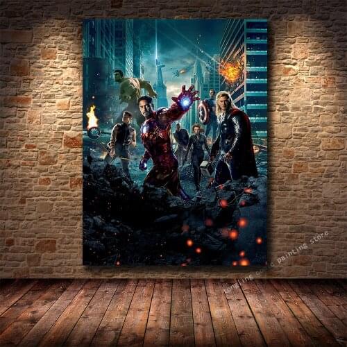 Marvel Avengers Superhero Canvas Painting Anime Spider Man Iron Man Hulk Batman Art Wall Print Poster Home Decor