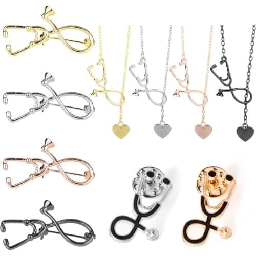 Doctor Nurse Stethoscope Brooch Creative Organ Heart Enamel Pin Brooches for Women Men Medical Students Gift