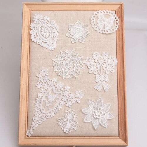 MLAEY 5PCS/lot 3D Embroidery Flowers Lace Fabric Stereoscopic Patches Headwear DIY Clothing Sewing Supplies Decorate Accessories