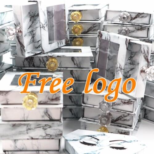 Marble eyelash box Wholesale False Eyelash Packaging 3d Mink eyelashes Boxes Faux Cils lash strip Case Empty Crystal handle