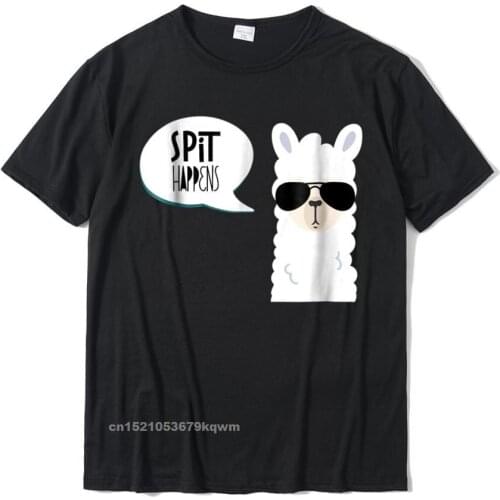 Funny Quot Spit Happens Quot Llama Tshirt Print Group Tops Shirts Fitted Cotton Mens T Shirts
