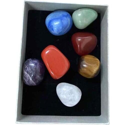 Colorful Irregular Shaped Chakra Stones Ornament Set Tumbled Polished Chakras for Balancing Therapy Meditation Decorate