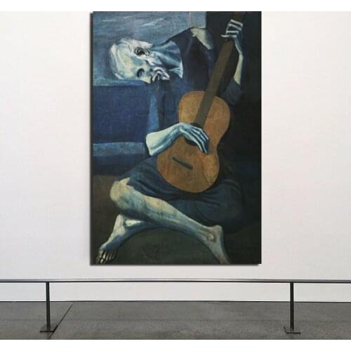 Pablo Picasso Playing Guitar Wall Art Canvas Minimalist Abstract Nordic Posters Prints Wall Pictures for Living Room Home Decor