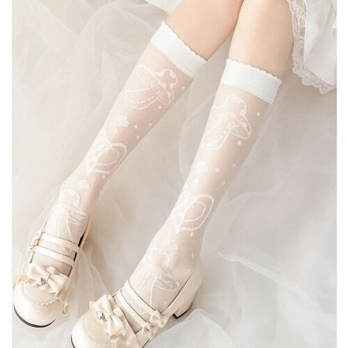 Dream key lolita Socks Women Glass Silk Thin Calf Socks Lolita Over knee socks Teen Girls Student Sexy Stockings Preppy Style