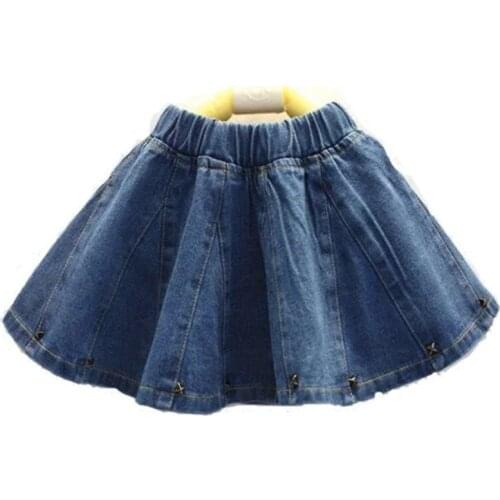 New Summer Spring Baby Girls Denim Skirts Children Jean Skirt Cute Infant Kids Rivet Mini Skirts Toddler Clothing 2T-11T