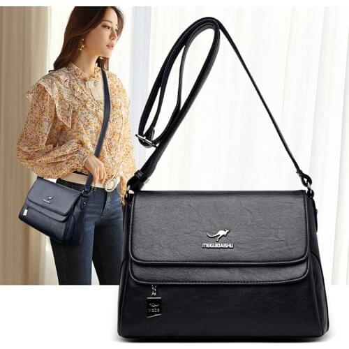 2021 Solid Color Soft Leather Luxury Handbags Women Bags Designer Simple Shoulder Bag Casual Small Crossbody Bags for Women