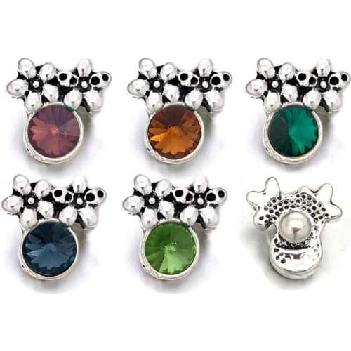 Wholesale Crystal Flower 046 Rhinestones Metal Snap Buttons Fit 12mm Snap button bracelets Earrings necklace For women