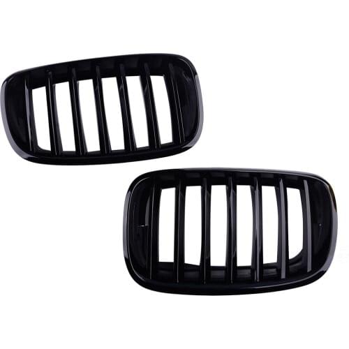 2Pcs Front Grill Kidney Glossy Black Fit for BMW X5 E70 X6 E71 Hybrid E72 2009 2010 2011 51137157687 51137157688 51137307600
