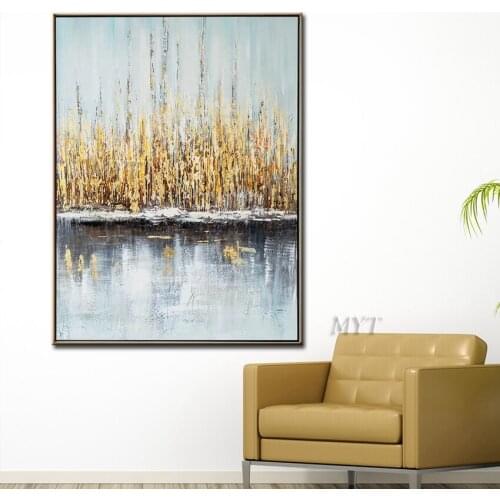 Landscape Landscape Oil Painting Canvas Straw And Lake Artwork Handmade Wall Art Home Abstract Decoration On Canvas Modern