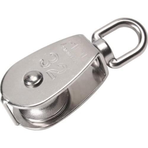 Silver M15/M20/M25/M32/M50 Stainless steel 304 Single Wheel Swivel Pulley Block 15/20/25/32/50mm Dia