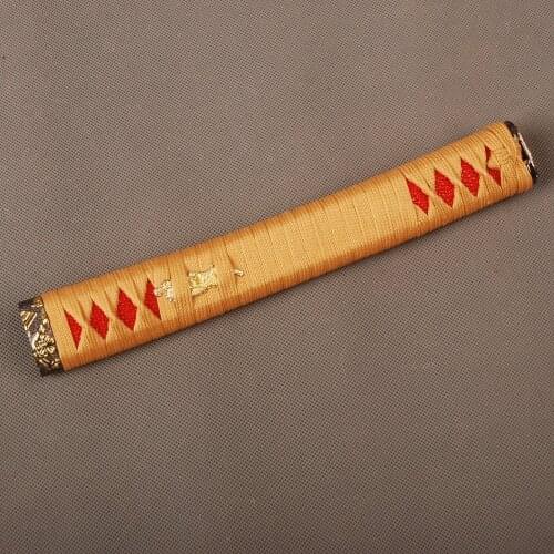 Delicate Sword Fitting Handle Tsuka for Japanese Samurai Katana Orange Silk Ito & Imitated Red Rayskin & Alloy Fuchi Kashira