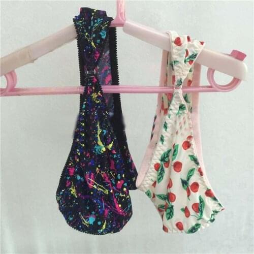 Sexy single mens printed elastic stretch fabric simple briefs gay jockstrap men underwear