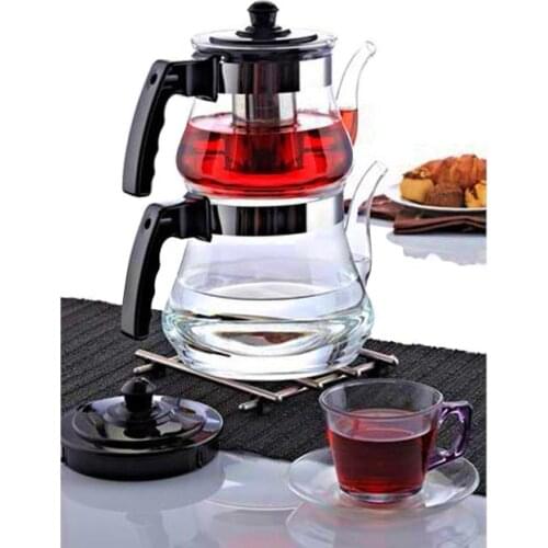 Turkish Tea Teapot Glass Teapot Pyrex Glass Teapot Strainer Turkish Tea Herbal Tea Teapot Turkish-Arab-Russian tea 3.6 Liter