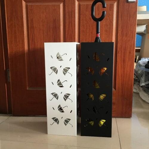 Vintage metal iron craft art cute pattern umbrella stand holder rack storage bucket black white barrel home hotel lobby decor