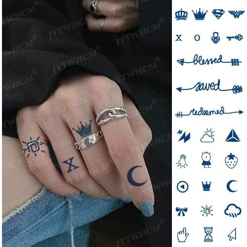 Waterproof Temporary Tattoo Sticker Juice Gel Lasting Geometric Arrow Crescent Sun Finger Tattoo For Women Flash Body Tatto Male